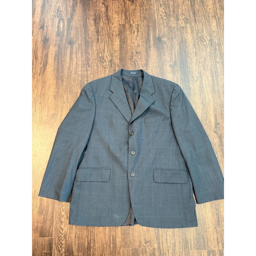 Polo University Club Ralph Lauren Blazer 42S Blue Plaid USA Wool Preppy Classic